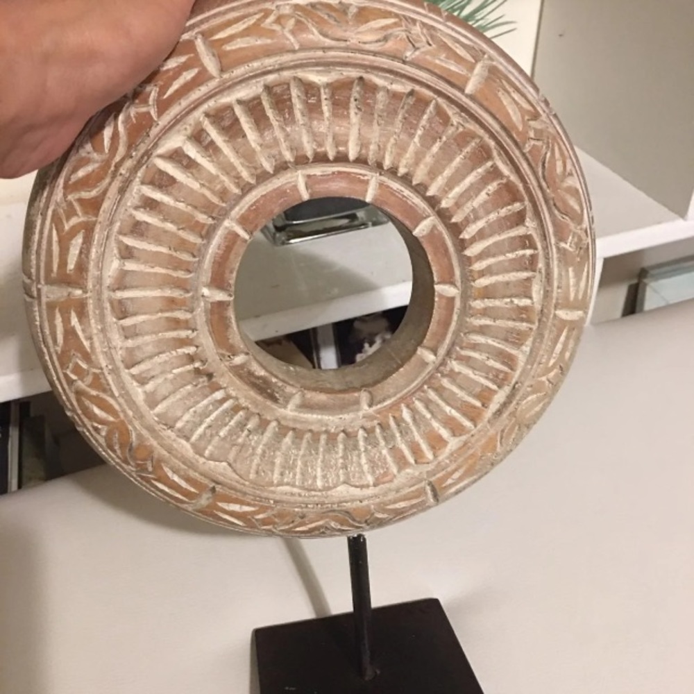 Round Carved Wood Sculpture - Picture 4 of 9